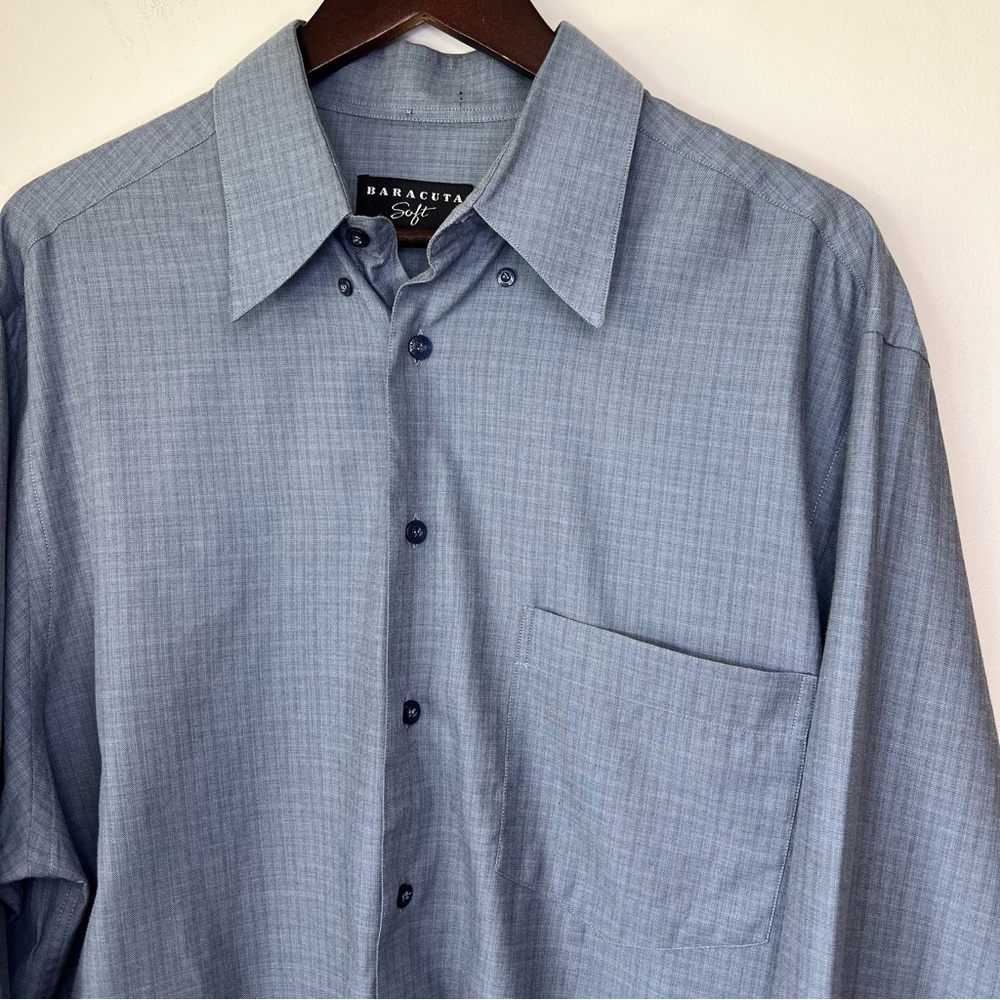 Baracuta Soft Men’s Button Down Shirt Size Large 100% Cotton Long Sleeve Office